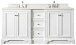 74 Inch White Double Sink Bathroom Vanity Marfil Quartz