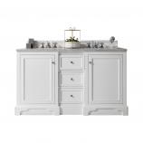 60 Inch Double Sink Bathroom Vanity in White with Electrical Component
