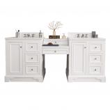 82 Inch Double Sink Bathroom Vanity in White with Makeup Table