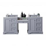 82 Inch Double Sink Bathroom Vanity in Silver Gray with Makeup Table