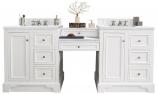 84 Inch Bright White Double Bathroom Vanity White Marble