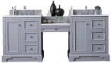 82 Inch Double Sink Bathroom Vanity in Silver Gray with Makeup Table