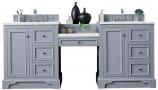 84 Inch Modern Gray Double Sink Bathroom Vanity White Quartz