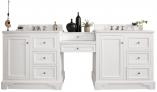 97 Inch Bright White Double Bathroom Vanity White Quartz