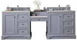 97 Inch Gray Double Sink Bathroom Vanity White Marble