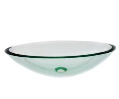 Oval Clear Glass Vessel Sink with Pop Up Drain