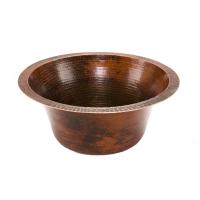 Large Round Hammered Copper Prep Sink