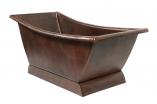 67 Inch Hammered Copper Canoa Single Slipper Bathtub