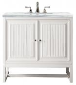 36 Inch White Freestanding or Floating Single Sink Bathroom Vanity Solid Surface