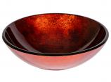 17 Inch Red Copper Reflections Round Glass Vessel Sink