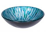 17 Inch Blue and Green Magnolia Glass Vessel Sink