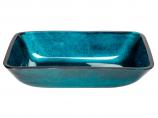 19 Inch Rectangular Turquoise Blue Foil Glass Vessel Sink