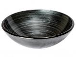 Silver and Black Rings Glass Vessel Sink