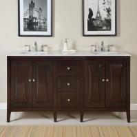 68 Inch Espresso Double Sink Bathroom Vanity with White Marble