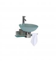 17.75 Inch Modern Glass Bathroom Vanity with Frosted Vessel Sink