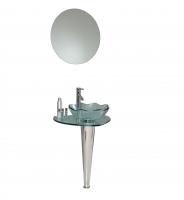 23.75 Inch Modern Glass Bathroom Vanity with Wavy Edge Vessel Sink
