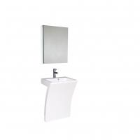22.5 Inch White Modern Pedestal Sink Bath Vanity with Medicine Cabinet