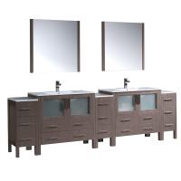 108 Inch Gray Oak Modern Double Sink Bathroom Vanity