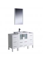 48 Inch Single Sink Bathroom Vanity in White with Side Cabinets