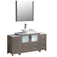 60 Inch Gray Oak Modern Bathroom Vanity