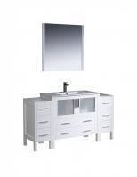 60 Inch Single Sink Bathroom Vanity in White with Side Cabinets