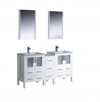 60 Inch Double Sink Bathroom Vanity in White with Ceramic Top