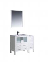 42 Inch Single Sink Bathroom Vanity in White with a Side Cabinet