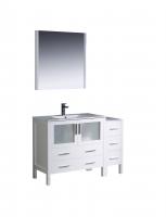 48 Inch Single Sink Bathroom Vanity in White with a Side Cabinet