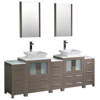 84 Inch Gray Oak Modern Double Sink Bathroom Vanity