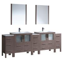 96 Inch Gray Oak Modern Double Sink Bathroom Vanity