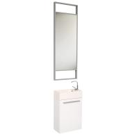 15.5 Inch Small White Modern Wall Mount Bathroom Vanity Set