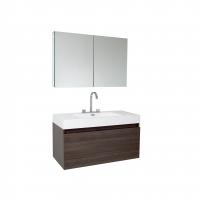 39 Inch Gray Oak Modern Bathroom Vanity with Medicine Cabinet
