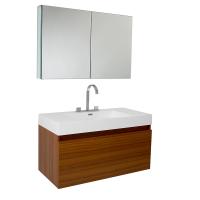 39 Inch Teak Modern Bathroom Vanity with Medicine Cabinet