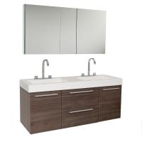 54.25 Inch Double Sink Bathroom Vanity in Gray Oak