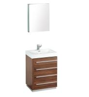 24 Inch Walnut Modern Bathroom Vanity with Medicine Cabinet