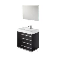30 Inch Black Modern Bathroom Vanity with Medicine Cabinet