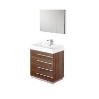 30 Inch Walnut Modern Bathroom Vanity with Medicine Cabinet