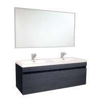 56.5 Inch Black Double Sink Bath Vanity with Mirror