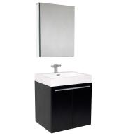 23 Inch Black Modern Bathroom Vanity with Medicine Cabinet