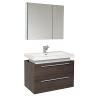 31.25 Inch Gray Oak Modern Bathroom Vanity with Medicine Cabinet