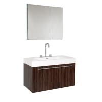 35.5 Inch Walnut Modern Bathroom Vanity with Medicine Cabinet