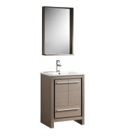 23.5 Inch Single Sink Bathroom Vanity in Gray Oak with Matching Mirror