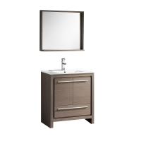 29.5 Inch Gray Oak Single Sink Bathroom Vanity with Mirror