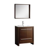29.5 Inch Single Sink Bathroom Vanity in Wenge Brown with Matching Mirror