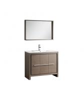 39.5 Inch Single Sink Bathroom Vanity in Gray Oak with Matching Mirror