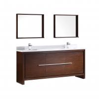 72 Inch Wenge Brown Modern Double Sink Bathroom Vanity