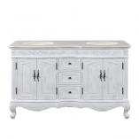 58 Inch Double Sink Bathroom Vanity in Distressed White