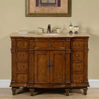 48 Inch Transitional Single Bathroom Vanity with a Travertine Counter Top
