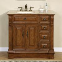 38 Inch Traditional Single Sink Bathroom Vanity with Travertine