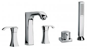 Dual Lever Roman Tub Faucet with Hand Shower